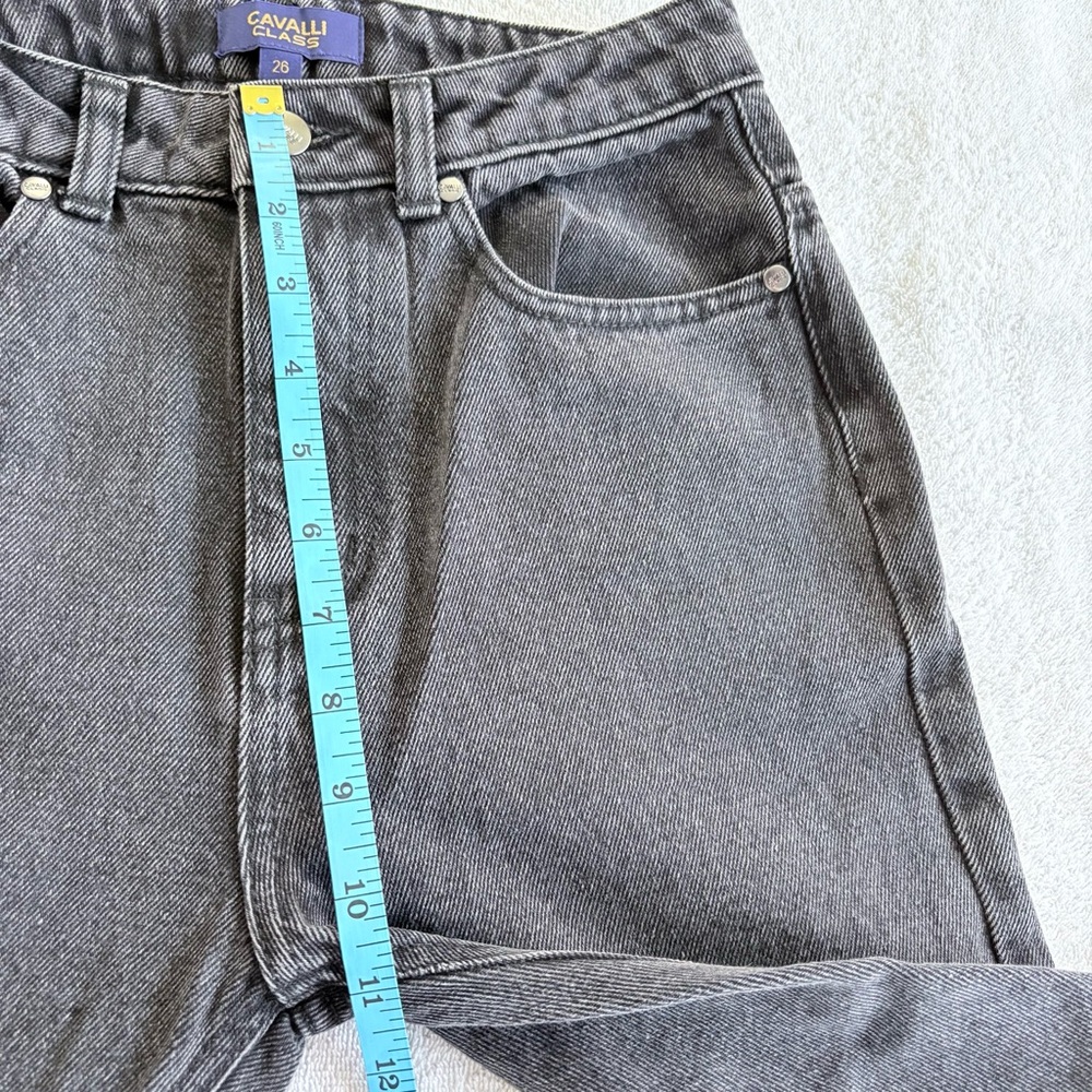 NWT Cavalli Class High Rise Straight Leg Faded Black Denim Women's Jeans SZ 26 - Picture 7 of 10